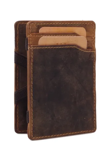 Greenburry Vintage Herren Geldbörse Braun 7,5x10,5x1,5cm - kleines, flaches Format für Minimalisten, mit Magic-Effekt für sichere Aufbewahrung von Geldscheinen und Karten