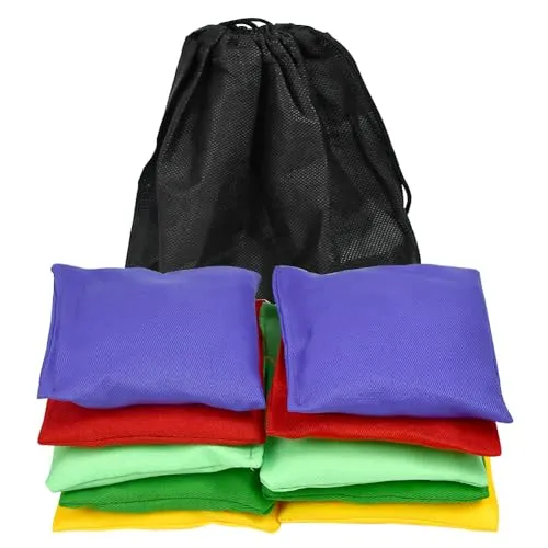 VGECEE Cornhole Säckchen 10 Stück Wurfsäckchen Cornhole Bohnensäckchen 10x10cm Cornhole Sitzsack-Set Sandsäckchen Wurfspiel Bean Bags Throwing für Outdoor Gärten Jonglieren Spiel