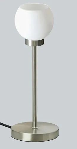 Trango 2018-06 LED Schreibtischlampe in Nickel matt mit satinierte Glasschirm Serie *EARTH * Tischleuchte, Nachttischlampe, Fensterbankleuchte incl. 1x 4,5 Watt LED Modul Leuchtmittel 3000K warmweiß