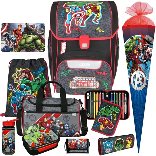 Pridera Scooli Schulranzen Set Avengers 11tlg. für Jungen