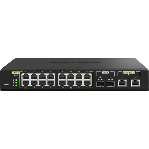 QNAP QSW-M2116P-2T2S - Managed PoE Switch - SWITCHES mit hoher PoE Fähigkeit - bis zu 90W, ideal für die Versorgung von IP-Kameras und Access Points.