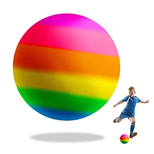 VIKSAUN PVC Regenbogen Ball Spielball, 9 Inch Fußball Wasserball Strandball für Indoor Outdoor (9 Inch)