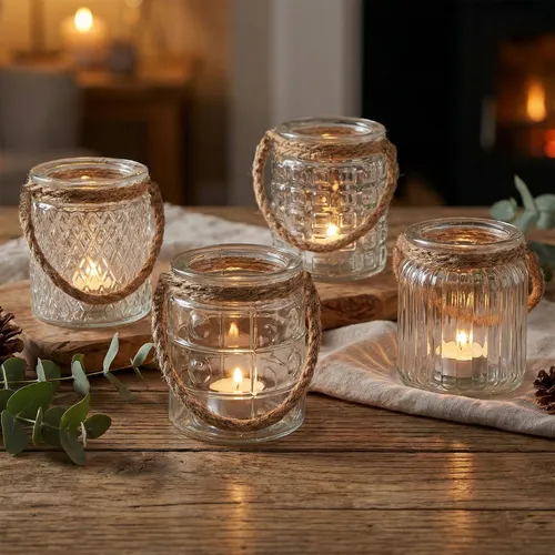 Produktbild Levandeo® Teelichthalter, 4er Set Windlicht Klar Glas H10cm Teelichthalter Tischdeko Kerzen