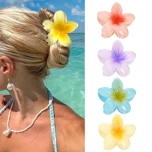 Farben Blumen Haarklammer für Frauen und Mädchen, Rutschfeste Acryl Haarklammern mit Blütenblatt Design, Flower Hair Clip Starker Halt für Dickes und Dünnes Haar, Elegante Haaraccessoires 4