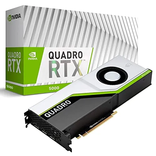 PNY Quadro RTX 5000 16 GB GDDR6 - Hochleistungs-Grafiklösung - Grafikkarten für professionelle Anwendungen, ausgestattet mit 16 GB GDDR6 und 3072 CUDA Kernen für beeindruckende Grafikleistung.