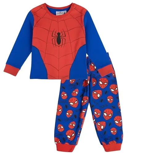 Disney Spider-Man Schlafanzug, Langer Pyjama für Jungen, Spidey Pyjama, Spiderman, Averngers (DE/NL/SE/PL, Numerisch, 140, Regular, Blau-Rot)