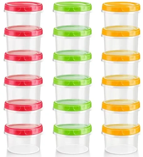 KAHEIGN 18Pcs Kleine Frischhaltedosen mit Deckel, 4oz /120ml Auslaufsichere Aufbewahrungsdosen mit Deckel, Stapelbar wiederverwendbar Kunststoff Lebensmittelbehälter, Mikrowellengeeignet