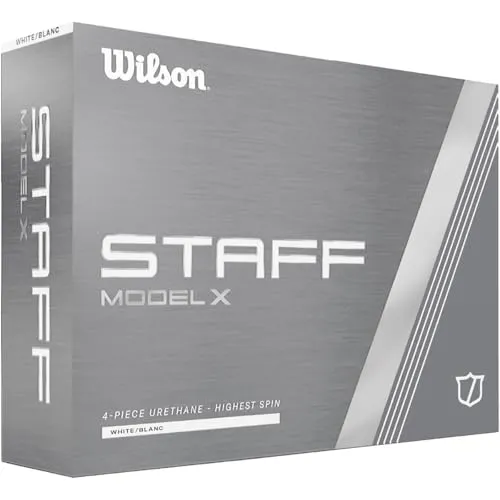 Wilson Staff Golfball Model X Weiß - 1 Dutzend - Bälle, vierteiliger Urethan-Golfball mit unübertroffener Präzision und Speed, ideal für SpielerInnen, die mehr Spin und längere Distanzen wünschen.