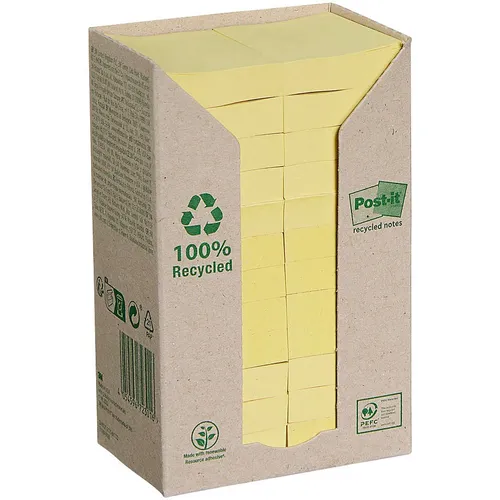 Post-it® Recycling Notes Haftnotizen 653-1T gelb, 24 Blöcke