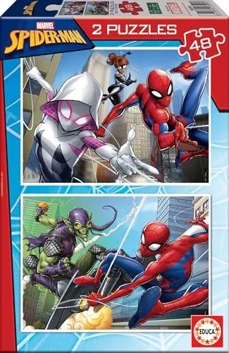 Educa Borras - Puzzle Marvel Spiderman 2x48 elementów, oficjalny produkt premium
