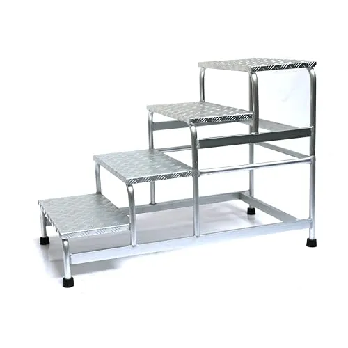 Alu-Montagetritt 4-stufig, HxBxT: 77x61x119cm, Marke: Szagato (Arbeitspodest Stufentritt Tritt Trittleiter Aluminium)