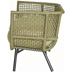 Jan Kurtz Suka Outdoor Sessel oliv - Eleganter Loungesessel für den Garten - Gartenstühle mit großzügigem Design und stilvollem Karo-Flechtmuster, ideal zum Entspannen im Freien. Die dicken Polster sorgen für hohen Komfort.