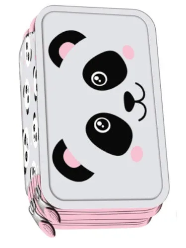 2-Fach Federtasche Gefüllte Schüleretui 27-teilig Panda