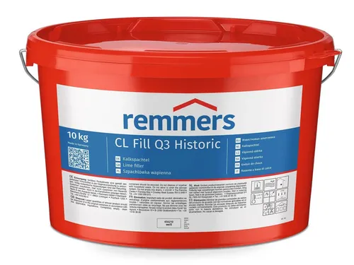 Remmers Mörtel CL Fill Q3 Historic - Hochwertiger, verarbeitungsfertiger Spachtel für Innenbereiche auf mineralischen Untergründen. Ideal für Baudenkmalpflege und Ökobau, allergikerfreundlich und natürlich antiseptisch.