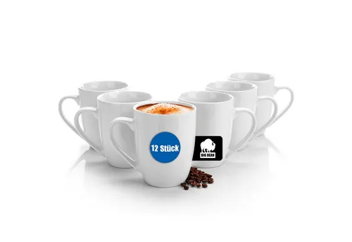 BigDean 12 Stück Kaffeebecher 300ml aus Porzellan - perfekt zum Bemalen - Bechersets: Hochwertige, spülmaschinengeeignete Kaffeetassen aus kratzfestem Porzellan, ideal für kreative Gestaltungen und vielseitigen Genuss von Heißgetränken.