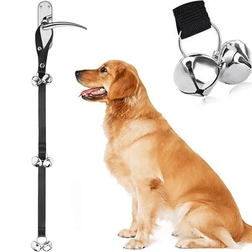 MINGZE Hund Türklingel Hund Glocken Toilettentraining Puppy, Interne Ausbildung Türklingel - Länge Verstellbare Hunde Türglocken (Schwarz)