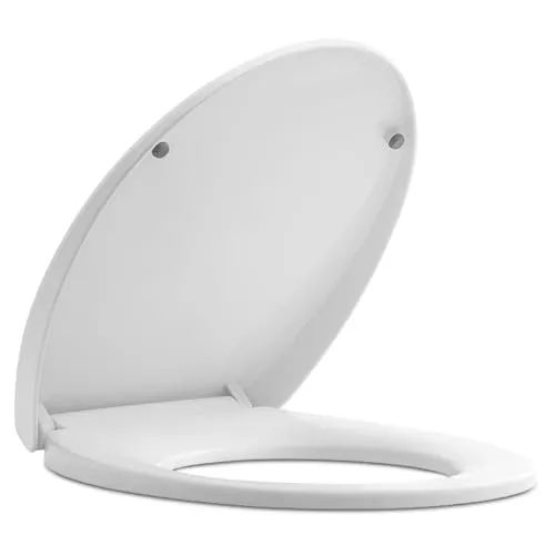 WC Sitz mit Absenkautomatik – Toilettendeckel O-Form & D-Form in Weiß und Schwarz – Klodeckel Softclose mit Familien Kindersitz Option (Weiß, Typ O WC-Sitz)