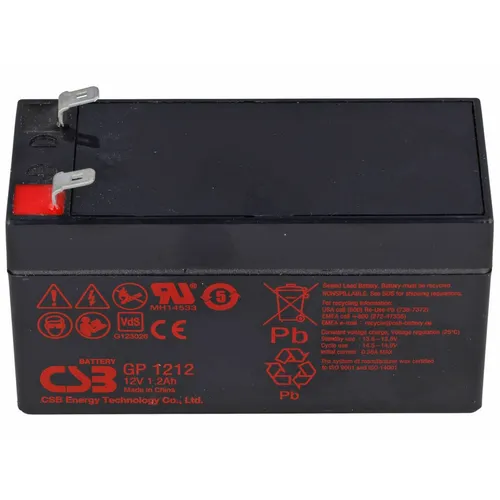 CSB-GP1212 12 Volt 1,2 Ah AGM Akku mit 4,8mm Anschluss VDS G123026, Abmessungen 97x43x52 mm