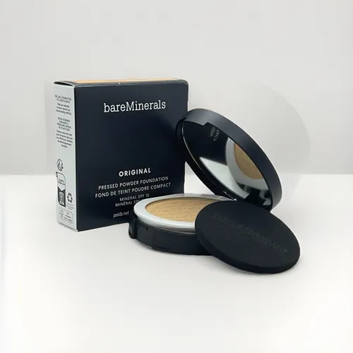 bareMinerals Original Pressed Powder Foundation SPF 15 - 15 Neutral Medium 8 g - Make-up mit variabler Deckkraft für ein natürlich leuchtendes Finish. Talc-frei, vegan und mit mineralischem Lichtschutzfaktor 15 für optimalen Schutz.