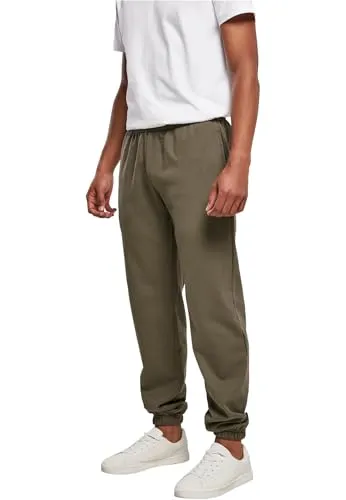 Build Your Brand Herren Basic Sweatpants – Jogginghose mit elastischem Bund und Taschen für Alltag Freizeit Sport und Loungewear,Olive,3XL