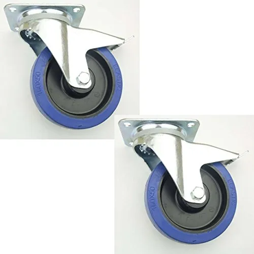 Stück 160mm Blue Wheels Lenkrollen mit Feststellbremse/Bremse FS Transportrollen Blau 300kg / Rad - INDUSTRIEQALITÄT (2x Brems) 2