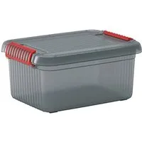 PROREGAL SuperSparSet 5x Mehrzweck Aufbewahrungsbehälter MANATEE - Praktisches Set von 5 stabilen Aufbewahrungsboxen mit 42 Litern Volumen. Ideal zum Organisieren und Transportieren, stapelbar und leicht zu reinigen. Robustes Design in Grau/Orange.