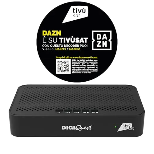 DigiQuest Q30 Tivusat Receiver HD mit Karte für italienisches TV - TV-Receiver für Tivusat, empfängt RAI HD und Mediaset Sender, mit 1080p Auflösung und vielseitigen Anschlussmöglichkeiten für ein optimales Fernseherlebnis.