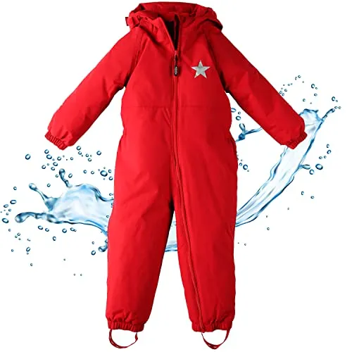 BMS BabyTodds - Wasserdichter Overall 86 in Rot - Schneeanzug für Baby-Mädchen: Hält warm und trocken mit veganer SONRONA Wattierung, ideal für Winteraktivitäten. Atmungsaktiv, winddicht und pflegeleicht – perfekt für aktive Kinder!