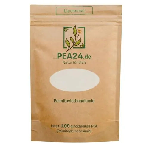 PEA Pulver Liposomal 100 g von PEA24 – Reines Palmitoylethanolamid in Liposomen - Erleben Sie die Vorteile unserer liposomalen PEA-Formulierung mit 99,5% Reinheit. Vegan, ohne Zusatzstoffe und mit praktischem Dosierlöffel – ideal für Ihre tägliche Ergänzung.