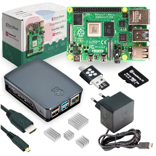 Raspberry Pi 4 Starterkit, 64GB microSDHC inkl. Pi OS, Gehäuse, Netzteil, HDMI-Kabel und Zubehör - RAM: 2GB - Farbe: schwarz