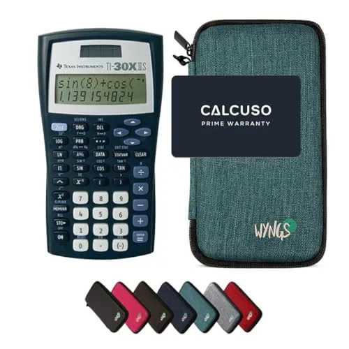 Texas Instruments TI-30XIIS Taschenrechner mit WYNGS Schutztasche - Taschenrechner mit intuitiver Bedienung, ideal für schnelle Einarbeitung. Inklusive robuster Schutztasche für optimalen Schutz und Sicherheit.