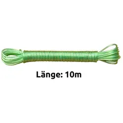 Wäscheleine 10 m grün, Wäscheseil mit Stahldrahteinlage, Wasserdicht, Rostfrei und Stabil