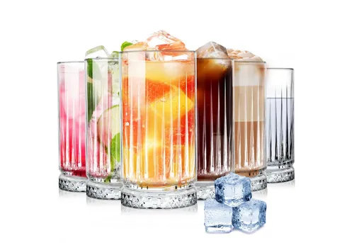 KONZEPT Cocktailglas Longdrinkgläser Set 450 ml Geriffelte Gläser für Cocktail Eiskaffee, 6-tlg., Geriffelt