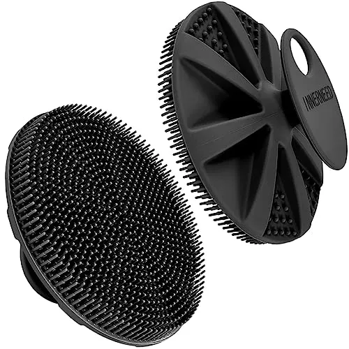 INNERNEED Körperschrubber aus weichem Silikon in Lebensmittelqualität, Duschbürste, Handreinigungsbürste für die Haut, sanftes Peeling und guter Schaum, Schwarz