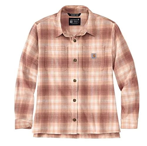 Carhartt MIDWEIGHT FLANNEL L/S PLAID SHIRT - Stucco - XL - Langärmeliges kariertes Flanellhemd für Herren mit Rugged Flex® für maximale Bewegungsfreiheit und zwei praktischen Brusttaschen. Ideal für Business- und Abendmode.