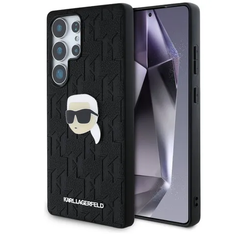 CG MOBILE Karl Lagerfeld Leder Monogramm Pin Logo Karl Head Hülle für Samsung Galaxy S25 Ultra - Stylische Standard Handyhülle aus hochwertigem Öko-Leder mit Karl Head Monogramm, bietet optimalen Schutz und verleiht deinem Smartphone einen eleganten Look.