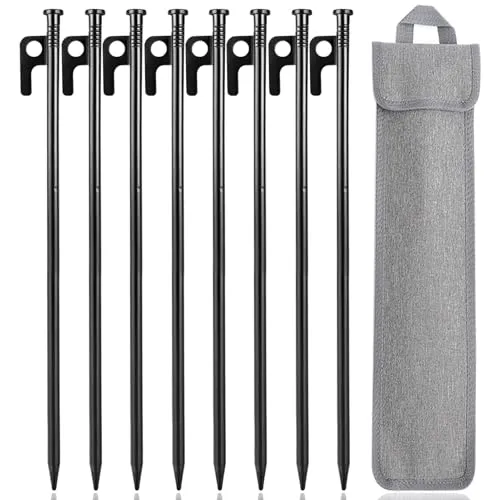 ‎goldmiky Zelt Heringe Stahl Erdnägel, 30 cm Stabil Camping Zeltheringe, Lange und Stabil Erdnägel für Camping，mit Haken und Loch für Camping und Outdoor Wandern