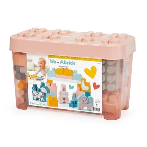 Ecoiffier Bausteinfass – Baukasten – Bauernhof – 55 Teile – + 12 Monate