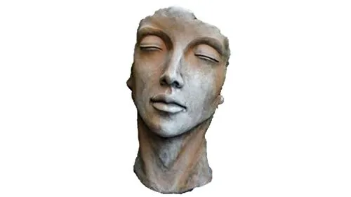 Büste Frauen Gesicht Rosteffekt, Büste, Skulptur aus Steinguss