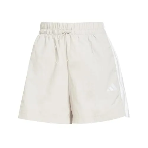 adidas Damen Essentials 3-Stripes Woven Shorts - Wonder Alumina/White, XS - Trainingsbekleidung mit lockerem Schnitt, aus 100% recyceltem Polyamid, hoher Bund und praktische Taschen für Komfort während des Trainings.