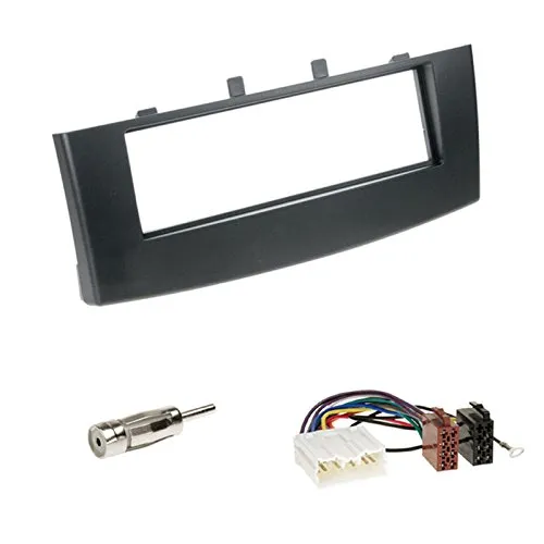 Einbauset : Autoradio 1-DIN Doppel-DIN Radioblende Radio Blende Halterung schwarz + ISO Radioanschlusskabel Radio KFZ Adapter + Antennenadapter für Mitsubishi Colt (Z30/Z30G/Z3B/Z3V) ab 11/2008