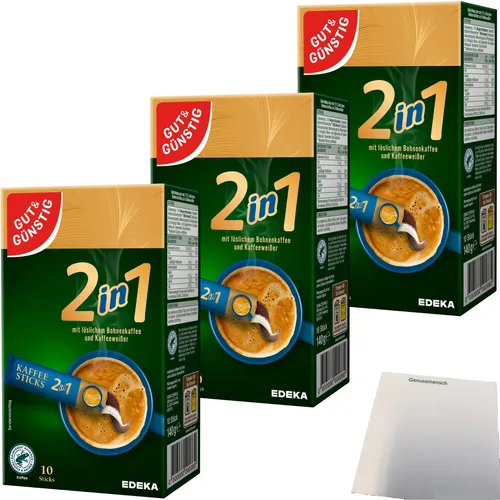 Gut&Günstig Kaffeesticks 2in1 löslicher Bohnenkaffee mit Kaffeeweißer 3x140g usy