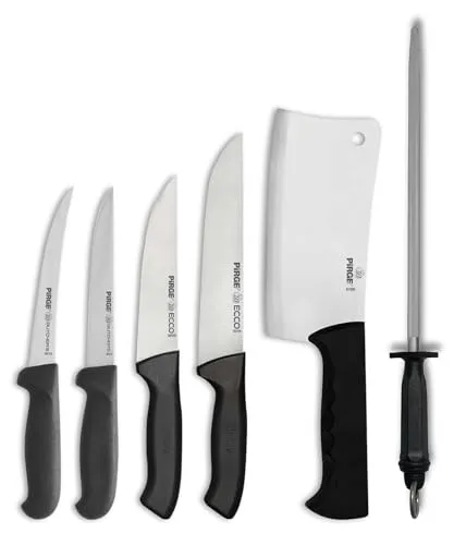 Pirge Metzgermesser Set 6 TLG - Profi Ausbeinmesser für Fleischliebhaber - Professionelles Metzgermesser Set mit exzellenter Schärfe und ergonomischem Griffdesign für präzise Schneidarbeiten in der Küche. Ideal für Metzger und Hobbyköche.