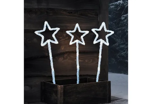 Lights4fun LED-Stern für außen 3er Set LED Stableuchten Sterne, LED fest integriert