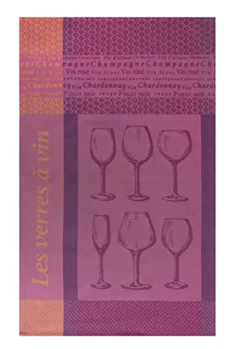 Coucke Bedrucktes Geschirrtuch, Baumwolle, Jacquard, Weingläser, 50 x 75 cm