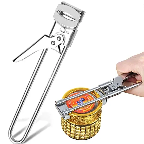 Deckelöffner,Edelstahl Glas Öffner Helfer Marmeladenglasflaschen-Dosenöffner Verstellbare für Schraubgläser Küchenhelfer für Senioren Schwache Hände