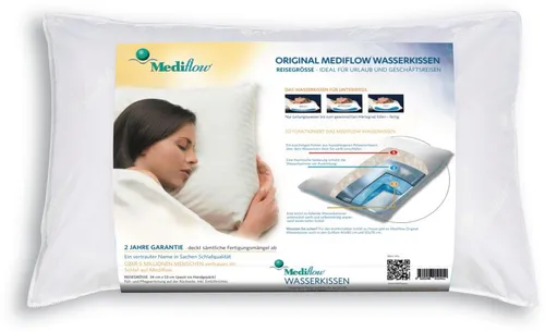 Mediflow Wasserkissen Original Reisewasserkissen 1041 - Reisekissen mit anpassbarem Wasserfüllung für optimalen Schlafkomfort. OEKO-TEX® zertifiziert, waschbar bei 40°C und ideal für unterwegs.