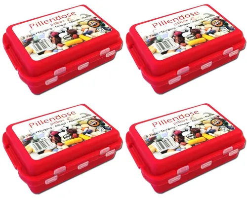 4x Pillendose mit Clipverschschluß | Pillenbox | Tablettendose | Pillendöschen
