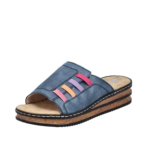 Rieker Damen 62970 Pantolette, Blau, 40 EU - Wanderschuhe mit weicher Decksohle für höchsten Komfort und angenehmes Tragegefühl bei jeder Wanderung.