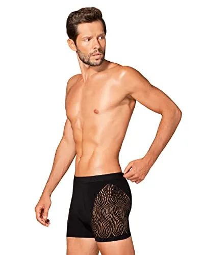 Obsessive - Gestrickte Herren Boxershort M103 I Herrenunterwäsche I Moderner Schnitt I Perfekte Anpassung I Mit Seitlichen Cut-Outs I Weiches Und Dehnbares Material I Schwarz -S-M-L
